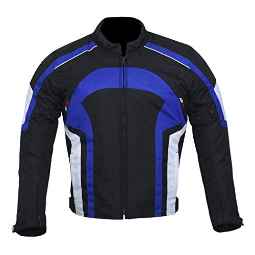 NORMAN Motorradjacke für Herren, wasserdicht, Textil, Biker, CE-Panzer, Cordura, blau, XXXXL von NORMAN