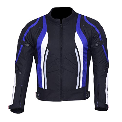 NORMAN Neu Herren Motorrad Motorrad Jacke Wasserfeste Textil mit Ce Verstärkt Blau/Schwarz - Blau/Schwarz, 3XL von NORMAN