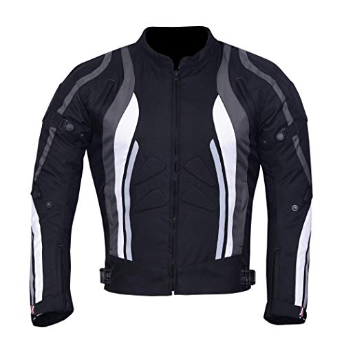 NORMAN Neu Herren Motorrad Motorrad Jacke Wasserfeste Textil mit Ce Verstärkt Grau/Schwarz - Grau/Schwarz, L von NORMAN