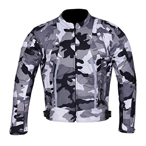 NORMAN Neu Herren Motorrad Motorrad Jacke Wasserfeste Textil mit Ce Verstärkt Grau Camo - Grau Camo, 3XL von NORMAN