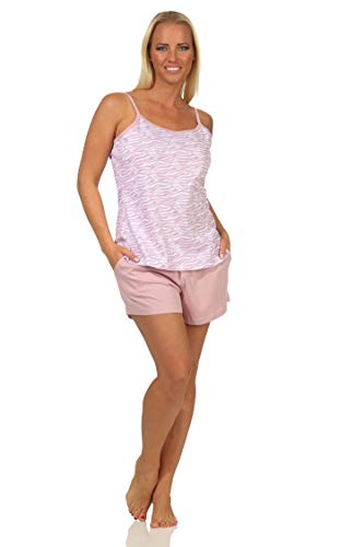 Ärmelloser Damen Spaghetti Träger Shorty Pyjama in Zebra Optik - auch in Übergrössen, Farbe:Altrose, Größe:40-42 von Normann