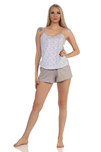 Ärmelloser Damen Spaghetti Träger Shorty Pyjama in Zebra Optik - auch in Übergrössen, Farbe:grau, Größe:40-42 von NORMANN-Wäschefabrik