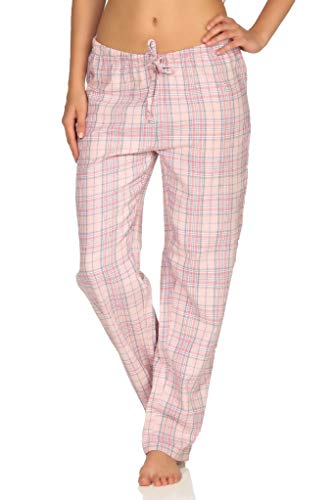 NORMANN-Wäschefabrik Dame Flanell Schlafanzug Hose kariert aus Baumwolle - ideal zum relaxen - 202 222 15 602, Farbe:rosa, Größe:36/38 von NORMANN-Wäschefabrik