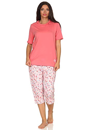 Damen Capri Pyjama Schlafanzug Kurzarm im verspielten Lolli Lutscher Lollipop Design, Farbe:rosa, Größe2:32/34 von NORMANN-Wäschefabrik