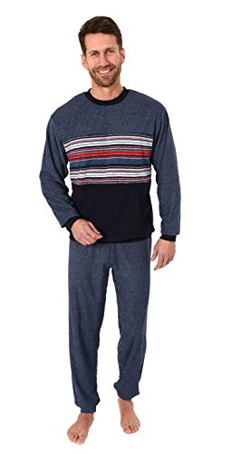 Eleganter Herren Frottee, Pyjama Schlafanzug mit Bündchen, auch in Übergrößen - 281 101 93 004, Größe2:48, Farbe:blau von NORMANN-Wäschefabrik
