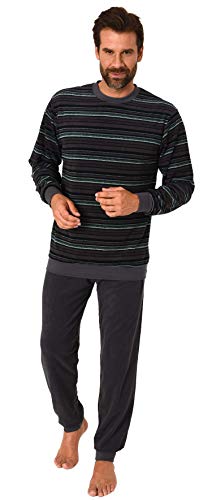 Herren Frottee Pyjama Schlafanzug mit Bündchen und Rundhals - auch in Übergrößen - 93 751, Farbe:grün, Größe:68/70 von NORMANN-Wäschefabrik