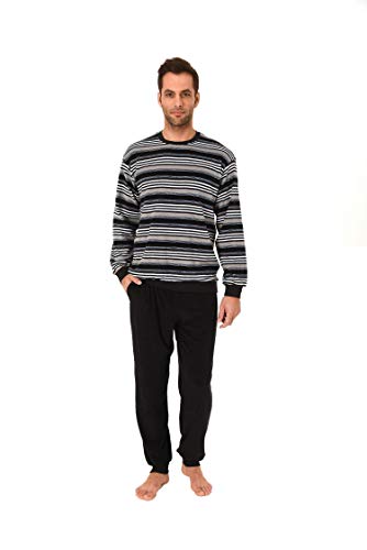Herren Frottee Schlafanzug Pyjama lang mit Bündchen - auch in Übergrösse erhältlich - 59672, Größe2:56, Farbe:dunkelgrau von NORMANN-Wäschefabrik