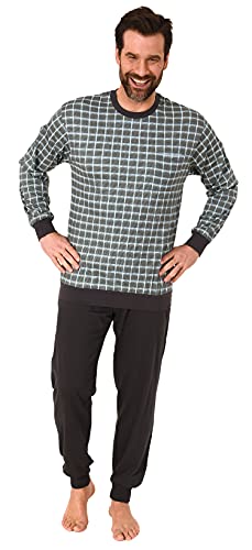 Herren Pyjama Schlafanzug mit Bündchen in edle Karo Optik - auch in Übergrössen - 212 502, Farbe:dunkelgrau, Größe:58 von NORMANN-Wäschefabrik