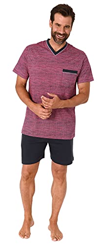 Herren Schlafanzug Kurzarm Shorty Pyjama in toller Optik - 291 105 90 431v, Farbe:Bordeaux, Größe:46 von NORMANN-Wäschefabrik