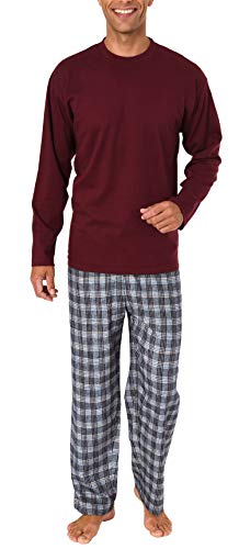 Herren Schlafanzug Pyjama lang mit Flanell Hose - auch in Übergrößen - 281 101 90 997, Größe2:54, Farbe:rot von Normann