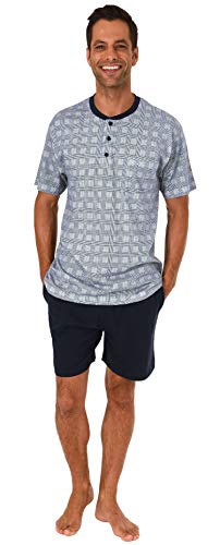 Herren Shorty Pyjama Schlafanzug Kurzarm mit Karo Optik - auch in Übergrössen bis Gr. 70-191 105 90 410, Größe2:48, Farbe:gelb von Normann