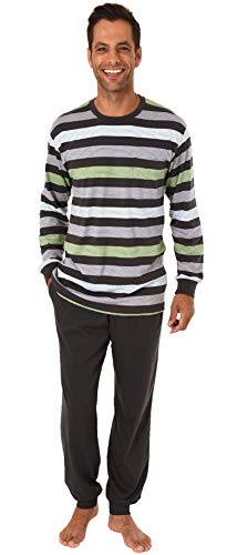 Lässiger Herren Pyjama Schlafanzug mit Bündchen in Streifenoptik - 191 101 90 516, Größe2:58, Farbe:grau von NORMANN-Wäschefabrik