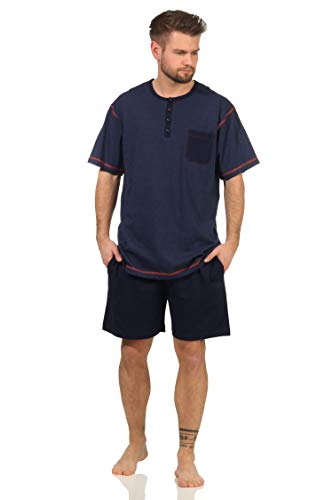 Lässiger Herren Shorty Schlafanzug Pyjama Kurzarm - 112 105 90 620, Farbe:Marine, Größe:48 von NORMANN-Wäschefabrik