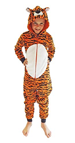 NORMANN WÄSCHEFABRIK Mädchen Jumpsuit Overall Onesie Schlafanzug in niedlichen Tier Motiven - 291 467 97 606, Größe:164, Farbe:Tiger von NORMANN-Wäschefabrik