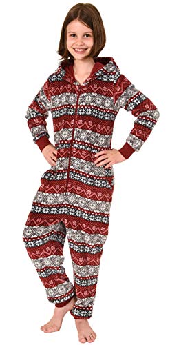 Mädchen Jumpsuit Overall Schlafanzug Pyjama Langarm - Norwegermotiv - 291 467 97 959, Farbe:rot, Größe:128 von NORMANN-Wäschefabrik