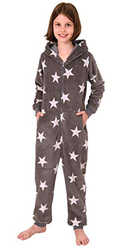 Mädchen Jumpsuit Overall Schlafanzug Pyjama Langarm - Sternenmotiv - 291 467 97 961, Farbe:grau, Größe:164 von NORMANN-Wäschefabrik