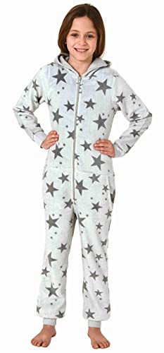 Mädchen Jumpsuit Overall Schlafanzug Pyjama Langarm in Sterne Optik - 202 467 97 961, Farbe:grau, Größe:152 von NORMANN-Wäschefabrik