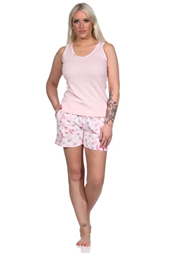 NORMANN-Wäschefabrik Ärmelloser Damen Achsel Shorty Pyjama Schlafanzug mit Spitzenbesatz - auch in Übergrössen, Farbe:rosa, Größe:36-38 von NORMANN-Wäschefabrik