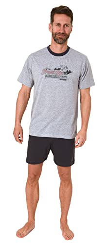 NORMANN-Wäschefabrik Casual Herren Shorty Pyjma mit kurzen Shorts und Rundhals - 122 105 10 756, Farbe:grau, Größe:48 von NORMANN-Wäschefabrik