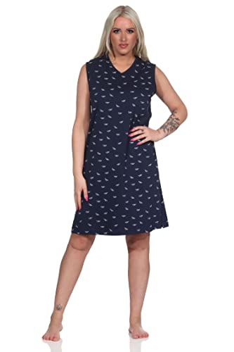 NORMANN-Wäschefabrik Damen Achselträger Nachthemd Strandkleid in maritimer Optik, auch in Übergrössen, Farbe:Marine, Größe:32-34 von NORMANN-Wäschefabrik