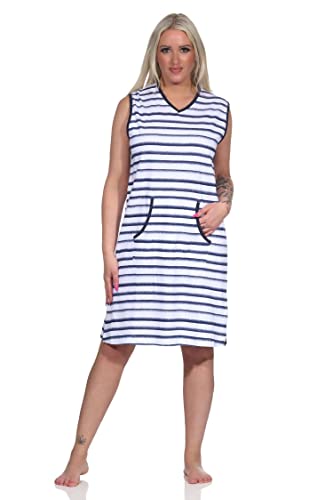 Damen Achselträger Nachthemd Strandkleid in maritimer Streifenoptik, auch in Übergrössen, Farbe:Marine, Größe:48-50 von NORMANN-Wäschefabrik