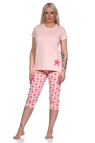 NORMANN-Wäschefabrik Damen Capri Pyjama, Schlafanzug mit Sternen - 112 204 10 735, Farbe:rosa, Größe:40-42 von NORMANN-Wäschefabrik