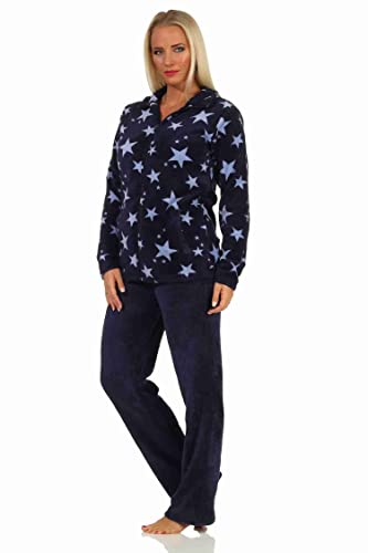 NORMANN-Wäschefabrik Damen Coralfleece Hausanzug Homewear mit Sternen als Motiv - 202 216 97 961, Farbe:Marine, Größe:36/38 von NORMANN-Wäschefabrik