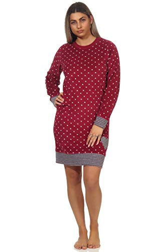 NORMANN-Wäschefabrik Damen Frottee Nachthemd mit Bündchen in Tupfen - Optik - auch in Übergrössen - 202 213 200, Farbe:Tupfen rot, Größe:60/62 von NORMANN-Wäschefabrik