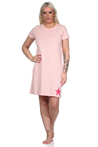 NORMANN-Wäschefabrik Damen Kurznachthemd, Bigshirt mit schöner Stern-Applikation - 112 214 10 735, Farbe:rosa, Größe:40-42 von NORMANN-Wäschefabrik