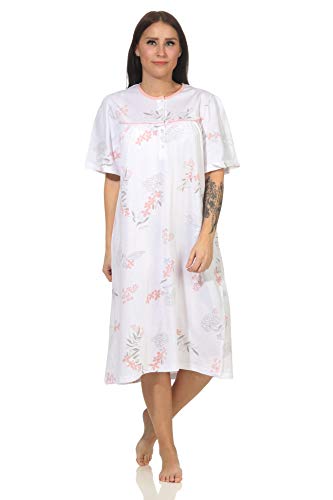 NORMANN-Wäschefabrik Damen Nachthemd Kurzarm Klassische Design mit Knopfleiste am Hals - 112 210 90 310, Farbe:rosa, Größe:44-46 von NORMANN-Wäschefabrik