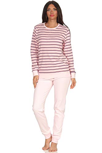 NORMANN-Wäschefabrik Damen Pyjama mit Bündchen in Kuschel Interlock - Streifenoptik - auch in Übergrössen 96121, Farbe:rosa, Größe2:40/42 von NORMANN-Wäschefabrik