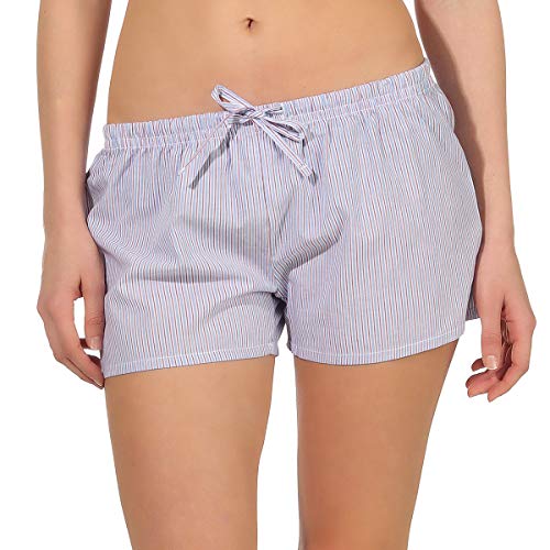 NORMANN-Wäschefabrik Damen Shorty Schlafanzughose in eleganter Streifenoptik, Kurze Pyjamahose Shorts, Farbe:blau, Größe2:36/38 von Normann