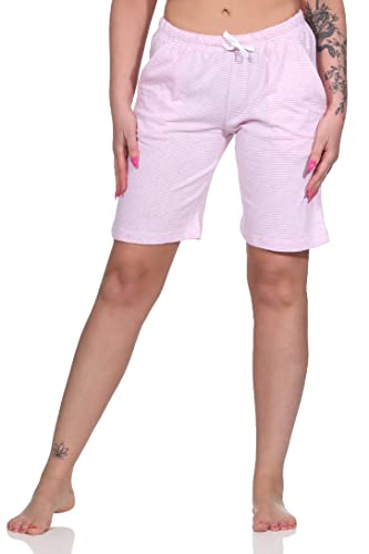 NORMANN-Wäschefabrik Damen Shorty Schlafanzughose kurz - Mix & Match - Streifenoptik - perfekt zu kombinieren, Farbe:rosa, Größe:36-38 von NORMANN-Wäschefabrik