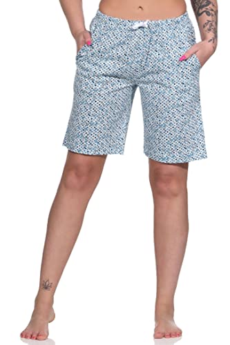 NORMANN-Wäschefabrik Damen Shorty Schlafanzughose kurz in Herz Tupfen Optik - ideal zu kombinieren, Farbe:hellblau, Größe:48-50 von NORMANN-Wäschefabrik