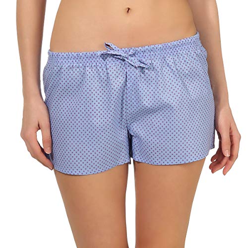 NORMANN-Wäschefabrik Damen Shorty Schlafanzughose mit eleganten Minimalprint, Kurze Pyjamahose Shorts, Farbe:blau, Größe2:36/38 von NORMANN-Wäschefabrik