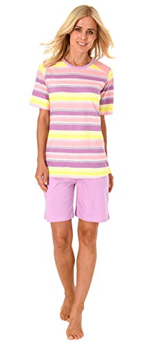 NORMANN-Wäschefabrik Damen Shorty mit geringeltem Oberteil in sommerlichen Farben & Bermuda Hose 191 205 90 228, Farbe:Altrose, Größe2:48/50 von Normann