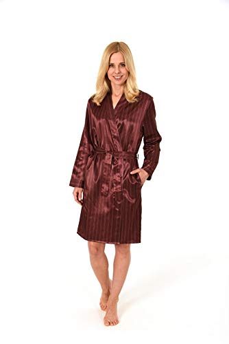 NORMANN-Wäschefabrik Edler Satin Morgenmantel Kimono Bademantel für Damen - 61513, Farbe:Bordeaux, Größe2:48/50 von NORMANN-Wäschefabrik