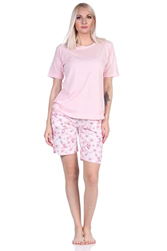 NORMANN-Wäschefabrik Eleganter Damen Kurzarm Pyjama Shorty Schlafanzug mit Spitzenbesatz - auch in Übergrössen, Farbe:rosa, Größe:40-42 von NORMANN-Wäschefabrik