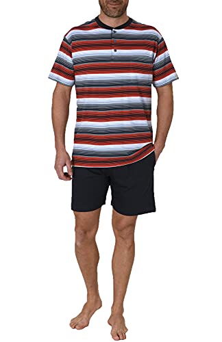 NORMANN-Wäschefabrik Eleganter Herren Shorty Pyjama Kurzarm in Streifenoptik und mit Knopfleiste 62737, Farbe:rot, Größe:54 von NORMANN-Wäschefabrik