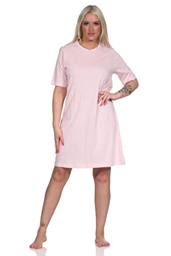 NORMANN-Wäschefabrik Elegantes Damen Kurzarm Nachthemd in Streifenoptik mit Spitzenbesatz - auch in Übergrössen, Farbe:rosa, Größe:44-46 von NORMANN-Wäschefabrik
