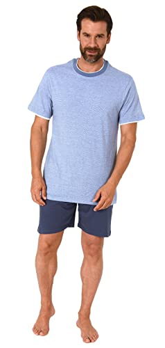 NORMANN-Wäschefabrik Herren Kurzarm Schlafanzug Shorty Loungewear in chilliger Optik - auch in Übergrössen, Farbe:blau-Melange, Größe:48 von NORMANN-Wäschefabrik