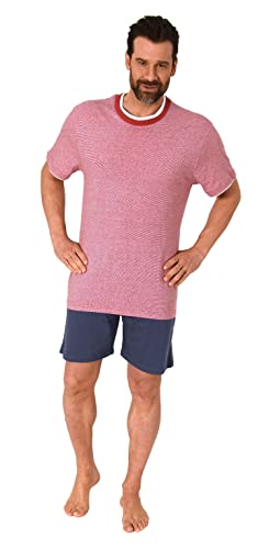 NORMANN-Wäschefabrik Herren Kurzarm Schlafanzug Shorty Loungewear in chilliger Optik - auch in Übergrössen, Farbe:rot, Größe:54 von NORMANN-Wäschefabrik