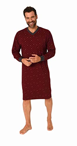NORMANN-Wäschefabrik Herren Langarm Nachthemd mit Bündchen in elegantem Minimalprint - auch in Übergrössen, Farbe:rot, Größe:48/50 von NORMANN-Wäschefabrik