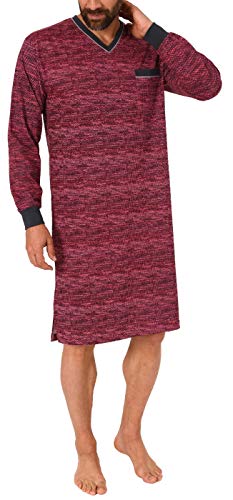 NORMANN-Wäschefabrik Herren Nachthemd Langarm - auch in Übergrössen bis Grösse 70 - Minimalprint - 291 90 431, Größe2:54, Farbe:rot von NORMANN-Wäschefabrik