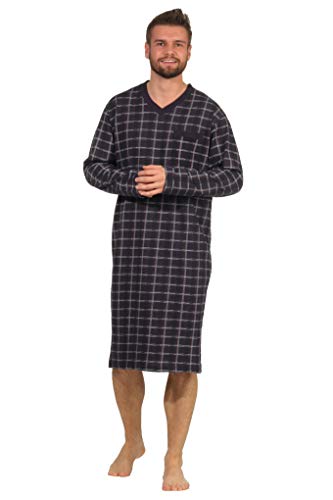 NORMANN-Wäschefabrik Herren Nachthemd Langarm - auch in Übergrössen bis Grösse 70 - kariert - 291 110 90 441, Farbe:Marine, Größe:50 von NORMANN-Wäschefabrik