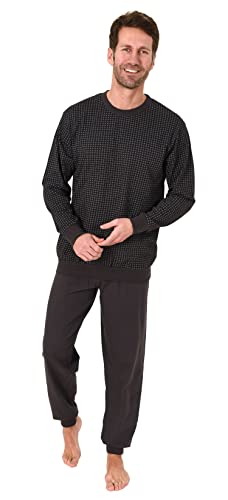NORMANN-Wäschefabrik Herren Pyjama Schlafanzug mit Bündchen in eleganter Minimal-Optik - 12210110753, Farbe:grau, Größe:52 von NORMANN-Wäschefabrik