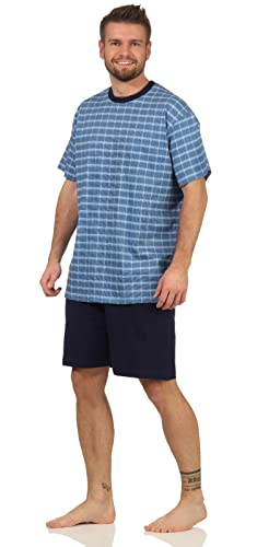 NORMANN-Wäschefabrik Herren Pyjama Shorty Kurzarm Schlafanzug in edler Karo Optik - auch in Übergrössen, Farbe:hellblau, Größe:50 von NORMANN-Wäschefabrik