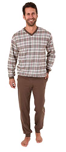 NORMANN-Wäschefabrik Herren Pyjama lang mit Bündchen - auch in Übergrössen bis Grösse 70-281 101 90 440, Größe2:64, Farbe:braun von NORMANN-Wäschefabrik