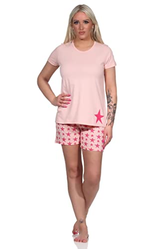 NORMANN-Wäschefabrik Kurzer Damen Pyjama, Shorty Schlafanzug in tollem Sterne-Dessin - 112 201 10 735, Farbe:rosa, Größe:48-50 von NORMANN-Wäschefabrik
