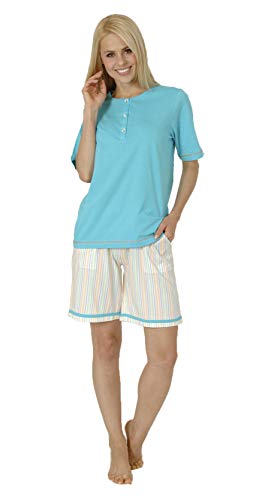 NORMANN-Wäschefabrik Shorty für Damen, eleganter Pyjama Kurzarm in Übergrößen - 52502, Größe2:56/58, Farbe:smaragd von Normann